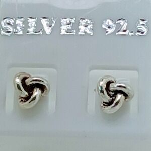 Sterling Silver 925 Love Knot‎ Stud Earrings Polished Minimalist Jewelry